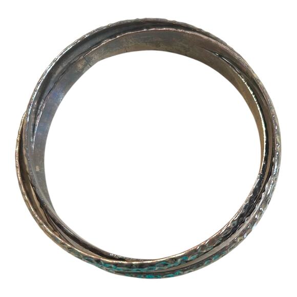 Vintage Hammered Brass Triple Bangle Bracelet - Picture 5 of 5